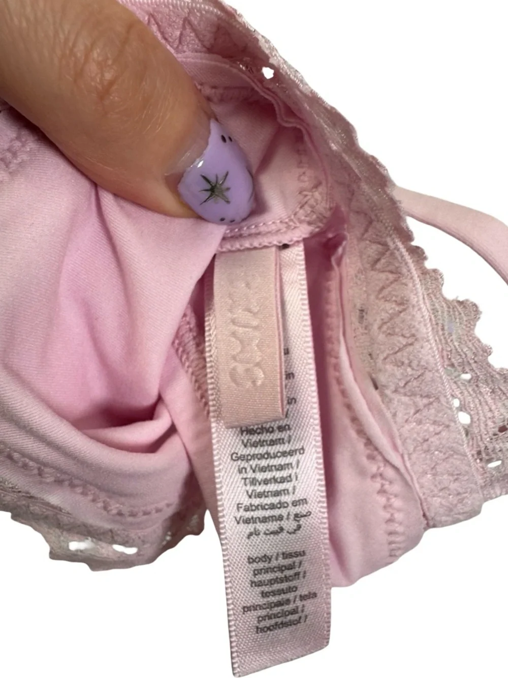 SKIMS Pink Lace Trim Bralette Medium Soft Stretch Triangle Bra - Picture 4 of 6